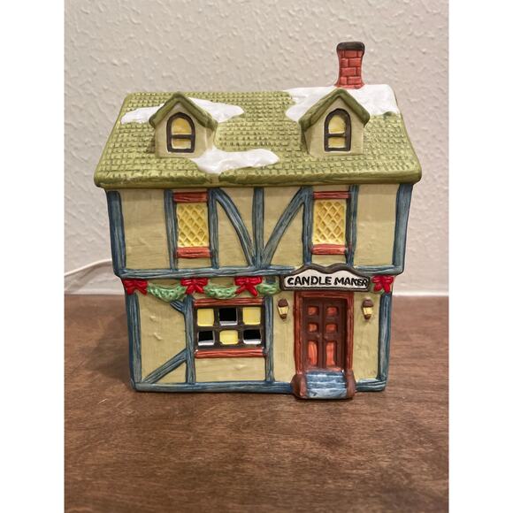 Americana Porcelain Collectible Christmas Village Candle Maker VTG 1991 Lighted - Picture 2 of 8